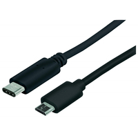Manhattan USB-C to Micro-USB Cable, 1m, Male to Male, Black, 480 Mbps (USB 2.0), Equivalent to USB2CUB1M, Hi-Speed USB, Lifetime Warranty, Polybag