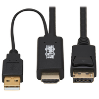 Tripp Lite P567-02M HDMI to DisplayPort Active Adapter Cable (M/M) - 4K, USB Power, Black, 2 m (6.6 ft.)