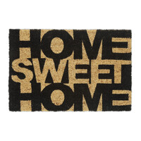 Relaxdays Fußmatte Kokos, Home Sweet Home, 60 x 40 cm, Fußabtreter innen & außen, rutschfeste Türmatte, natur/schwarz