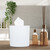 Relaxdays Kosmetiktuchbox mit Bambus Deckel, Bad, modernes Design, Kunststoff Behälter, HxD: 12,5 x 13,5 cm, weiß/natur