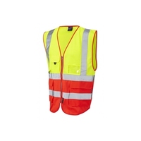Hi-vis 2-Tone Yellow/Red Executive Zip Front Waistcoat - Size SMALL