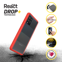 OtterBox React - Funda Protección mejorada para Samsung Galaxy A42 5G - Power rojo - clear/rojo - ProPack - Funda