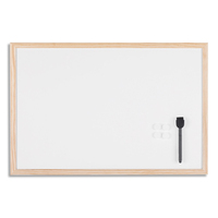 BI-OFFICE Tableau blanc magnétique, surface en acier laqué, cadre en bois de pin. Format 60x40 cm