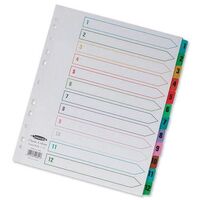 Concord Classic Index 1-12 A4 180gsm Board White with Coloured Mylar Tabs 01301/