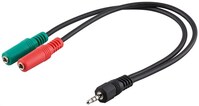 Audio-Video-Kabel 0,3 m f. Headsets, 4-pol. 3,5 mm Stecker>2x3,5 mm Kuppl.