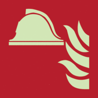 Wandschild - Mittel und Geräte zur Brandbekämpfung, Rot, 15.4 x 15.4 cm