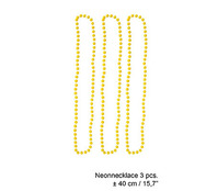 lot de 3 colliers de perles en plastique néon fluo jaune