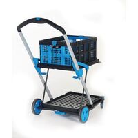 Large twin shelf folding trolley with folding basket