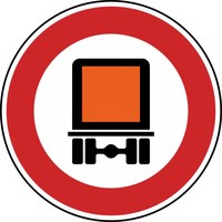 Verkehrszeichen VZ 261 Verbot für kennzeichnungspflichtige, Kraftfahrzeuge mit gefährlichen Gütern Ø 750, Rundform, RA 1