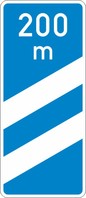 Verkehrszeichen VZ 450-51 Ankündigungsbake blau, zweistreifig, 1500 x 650, Alform I, RA 3