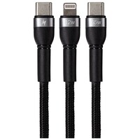 PRO USB-C to USB-C plus Lightning Connector Dual Cable Braided 65W 1.2m