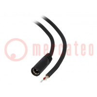 Cable; 2x1mm2; wires,DC 5,5/2,1 socket; straight; black; 1.5m