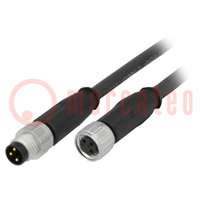 Cable: para sensores/automática; M8-M8; macho; hembra; PIN: 3; 1,5m