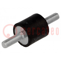 Vibration damper; M6; Ø: 20mm; rubber; L: 20mm; Thread len: 18mm