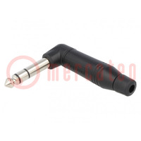 Plug; Jack 6,3mm; male; stereo; ways: 3; angled 90°; for cable