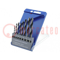 Drill set; for wood; steel; box; wood; 8pcs.