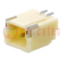 Aljzat; vezeték-lemez; apa; 1mm; PIN: 2; SMT; 50V; 1A; cinezett; 20mΩ