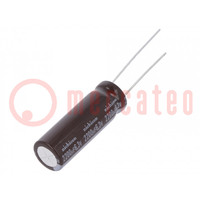 Kondenzátor: elektrolit; low ESR; THT; 2200uF; 6,3VDC; Ø10x30,5mm