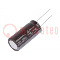 Kondensator: elektrolityczny; THT; 220uF; 220VDC; Ø16x35,5mm; ±20%