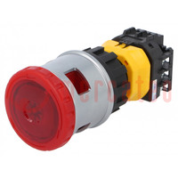 Switch: emergency stop; 30mm; Stabl.pos: 2; NC x2 + NO x2; red; LED