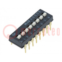 Commutatore: DIP-SWITCH; Numero di sezioni: 8; ON-OFF; 0,1A/24VDC