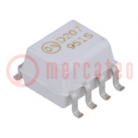 Opto-coupler; SMD; Ch: 2; OUT: transistor; Uisol: 5,3kV; Uce: 70V; SO8