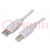 Kábel; USB 2.0; USB A dugó,USB B dugó; 1,8m; szürke; Ér: CCA