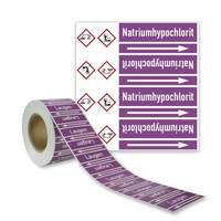 SafetyMarking Rohrleitungsband, Natriumhypochlorit, violett, DIN 2403, Länge 33m