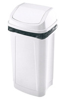 Poubelle plastique 25 litres rectangle blanche à couvercle basculant