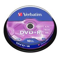 VERBATIM DVD+R, 4.7GB, 16X, 10 PACK SPINDLE, SUPERFICIE MATT SILVER