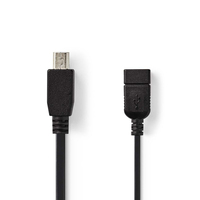 Nedis CCGP60315BK02 cable USB 0,2 m USB 2.0 USB A Negro