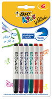 Mini Whiteboard Marker BIC® KIDS VELLEDA®, 1,0 mm, sortiert, Blister à 6St