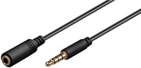 Audio-Verlängerungskabel AUX, 4-pol. 3,5 mm slim, CU, 3 m, Schwarz - Klinke 3,5 mm St. (4-Pin, stere