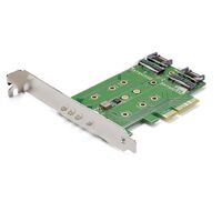 3PT M.2 SSD CARD - PCIE 3.0 3-Port M.2 SSD (NGFF) Adapter Card - 1 x PCIe (NVMe) M.2, 2 x SATA III M.2 - PCIe 3.0, PCIe, M.2,SATA,