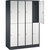 Armario guardarropa de acero de dos pisos INTRO, A x P 1220 x 500 mm, 8 compartimentos, cuerpo gris negruzco, puertas en gris luminoso.