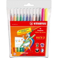 Fasermaler mit Dreikant-Griffzone Trio A-Z 0,7 mm Etui mit 12 Farben