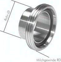 Exemplarische Darstellung: Gewindeanschweißstutzen (Milchgewinde), 1.4404, DIN 11851