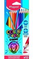 Színes ceruza készlet, háromszögletű, MAPED "Color`Peps Strong", 12 különböző szín