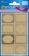 Deko Sticker, Papier, Beschiftung gemustert, braun, schwarz, gold, 16 Aufkleber