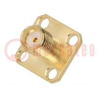 Connector: SMA; socket; female; straight; soldering; PTFE