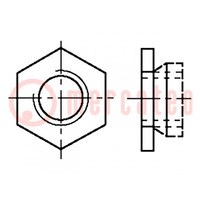 Moer; zeskantig; M4; roestvrij staal A1; 7,9mm; BN 642; ingedrukt