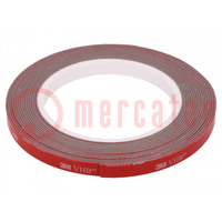 Tape: fixing; W: 9mm; L: 5m; Thk: 1100um; acrylic; grey; max.230°C