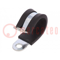 Fixing clamp; ØBundle : 20mm; W: 15mm; steel; Cover material: EPDM