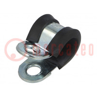 Fixing clamp; ØBundle : 8mm; W: 12mm; steel; Cover material: EPDM