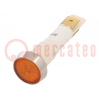 Ellenőrző lámpa: LED; lapos; sárga; 24VDC; 24VAC; Ø10mm; műanyag