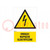 Panneau de sécurité; d'alerte; PVC; W: 200mm; H: 300mm