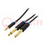 Cable; Jack 3.5mm 3pin plug,Jack 6,3mm plug x2; 5m; black; PVC