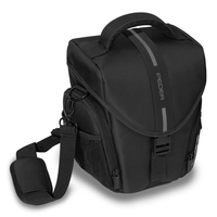 PEDEA Kameratasche Gr. L ESSEX Foto Tasche mit Regenschutz und Zubehörfächer, schwarz/grau
