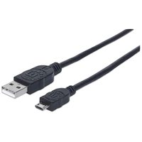 Manhattan Hi-Speed USB Micro-B Anschlusskabel, USB 2.0, Typ A Stecker - Micro-B Stecker, 480 Mbps, 3 m, Schwarz