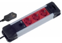Bachmann 2m 3x Schuko H05VV-F 3G 1.0mm² elektromos elosztó 3 AC kimenet(ek) Fekete, Vörös